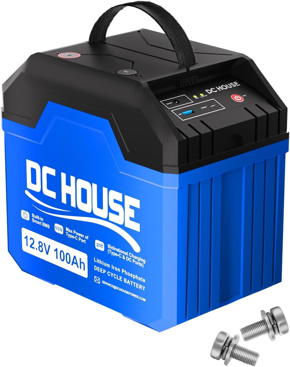 DC HOUSE 12V 50Ah Lithium Battery for Trolling Motor, Built-in 80A BMS, Deep Cycle Up to 4000 Times, Replace Trolling Motor Box with DC & TypeC Ports, for Outdoor, RV, Boat, Camping