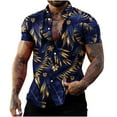 thumbnail image 1 of DPTALR Chemise Décontractée pour Hommes à Boutons Imprimé Hawaïen Col Rabattu Manches Courtes, 1 of 4