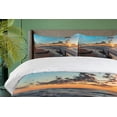 thumbnail image 4 of Ambesonne Sunset Duvet Cover Set, Cloudy Sky Digital View, 2-Calking, Sky Blue and Apricot, 4 of 7