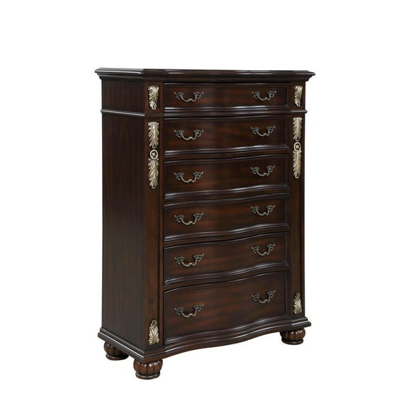 New Classic Furniture Maximus Solid Wood 6-Drawer Chest in Madeira Brown