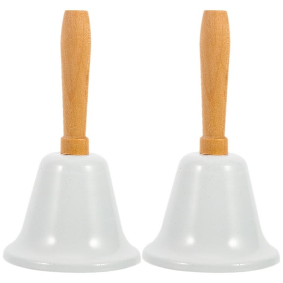 Mobestech 2pcs Metal Table Bell White Iron Alarm Tool for Teacher and Elderly