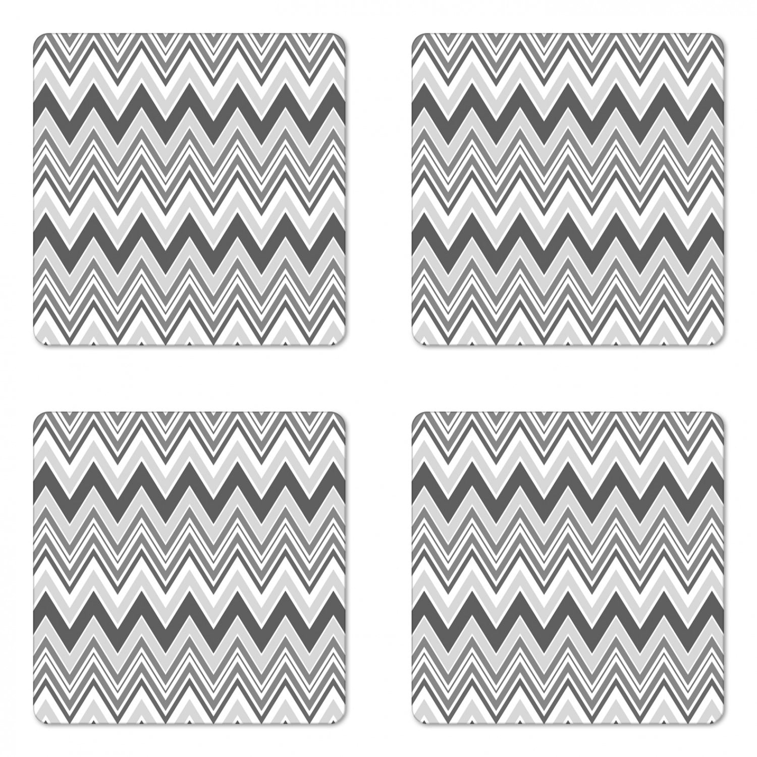 Geometric Coaster Set of 4, Abstract Geometrical Repeating Zig Zag