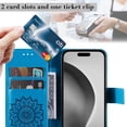 thumbnail image 2 of TECH CIRCLE for iPhone 16 Plus Case 6.7" 2024, PU Leather Flip Wallet Case with Stand Function, Built-in Card Slots & Cash Pocket, Lightweight Protective Slim Cute Flower Cover with Lanyard, Blue, 2 of 8