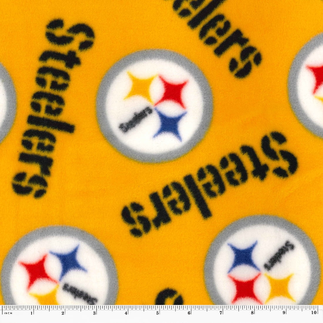 Pittsburgh Steelers 58" 100% Polyester Fleece Logo Sports Sewing & Craft Fabric 10 yd By the Bolt, Yellow, Black and White