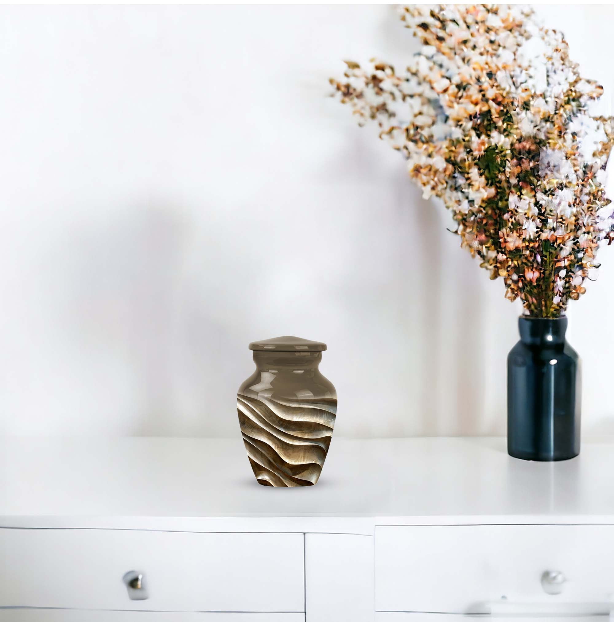 Wavy Metallic Textures Adult Urns For Human Ashes - Ash Urns For Humans Keepsake - Urns For Ashes Adult Female Mother - Cremation Urn For Human Ashes - Human Ash Urns (Size -3inch,1pcs)
