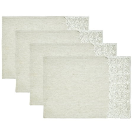 

My Texas House Adalee Lace Cotton/Linen 14 x 20 Placemats 4 Pack Beige