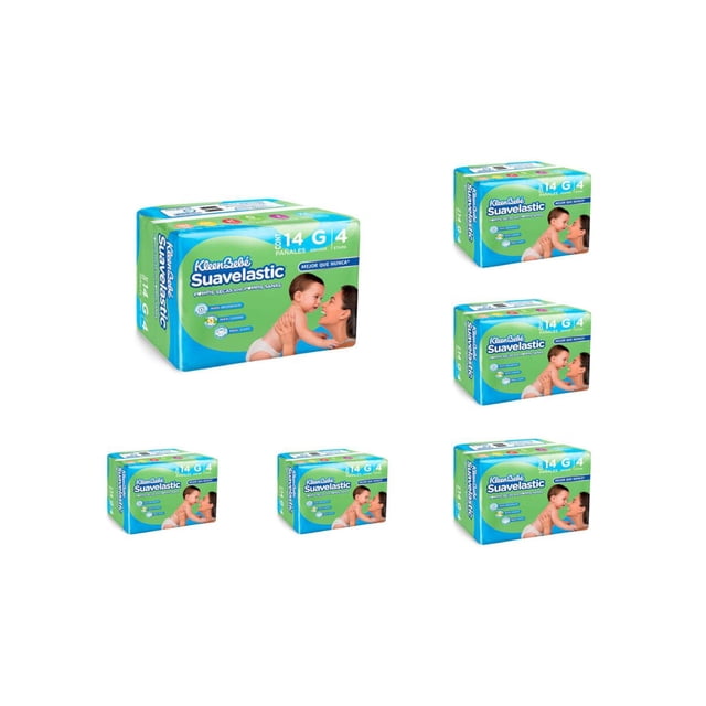 Pack de 6 Pañal Suavelastic Max Grande 14 piezas Kleenbebe Grande 14 pzas