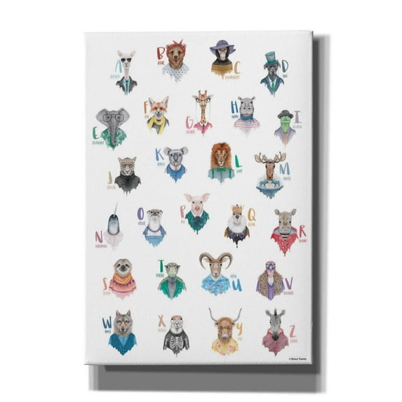 Epic Graffiti 'Animal Alphabet Poster' by Rachel Nieman, Canvas Wall Art, 18"x26"