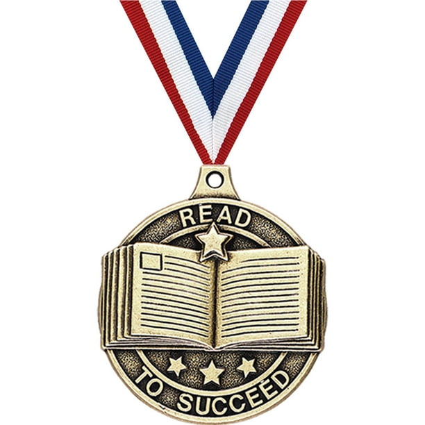 Reading Medals, 2" Gold Diecast Reading Medal Award 1 Pack Walmart