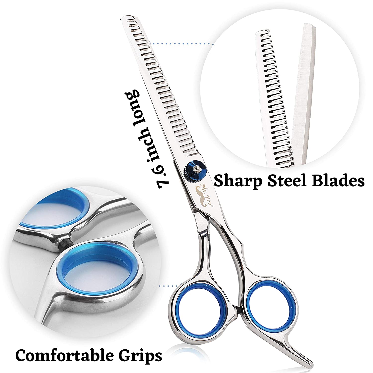 XPERSIS PRO Blue Dragon Handle Hair Cutting Sharp Barber Scissors and Thinning Shears Light weight German Made Premium Steel With Finger Rest