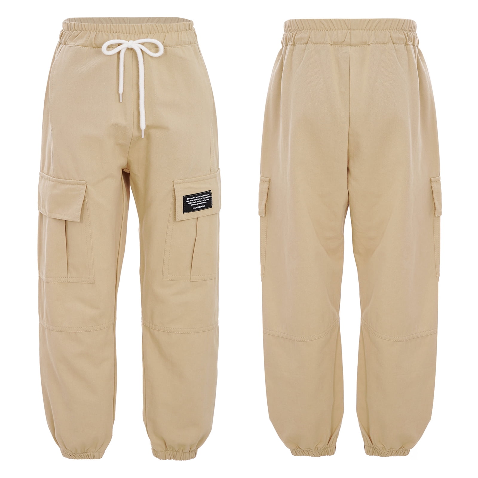 Aislor Kids Girls Casual High Waist Cargo Pants Trousers