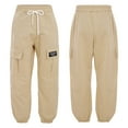 thumbnail image 3 of iiniim Little Junior Girls Elastic Waist Cargo Pants Fashion Casual Trousers for Street Hip Hop Dance Costume Bottoms Beige 12, 3 of 7