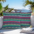 thumbnail image 5 of Gradient Stripes Outdoor Pillow Covers Set of 2 Vintage Pink Green Lines Watercolor Waterproof Throw Pillow Case Decorative Square Cushion Cover for Patio Couch Garden Balcony, 18"x18", 5 of 9