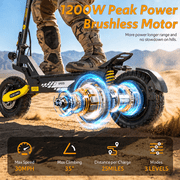 EOEOTWO GT06 Electric Scooter for Adults, 30 MPH Fast E-Scooter with 1200W Motor, 25 Miles Range, 11 Off-Road Tubeless Tires & Dual Suspension, 330 lbs Max Load Foldable Commuting Scooter