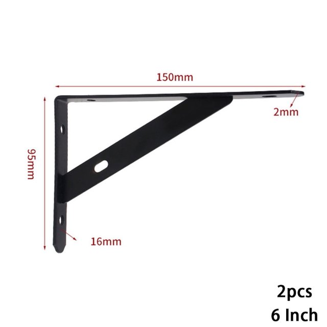 Soportes de estante Gerich, 2 piezas de soporte de estante de metal en forma de L, soporte de esquina engrosado, soporte de estante de ángulo recto, negro