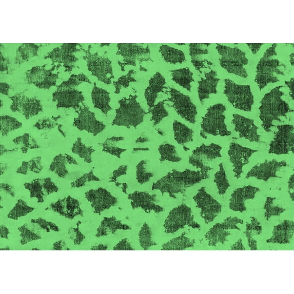 Ahgly Company Indoor Rectangle Abstract Emerald Green Modern Area Rugs, 2' x 5'