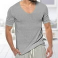 thumbnail image 4 of Big and Tall Shirts for Men Summer Thin V Neck Solid Color Sweater Summer Short Sleeve Knit T Shirt Top Mens Set Workout Shirts Stretchy for Men Shirt Mens Medium T V Neck 3xlt Big 3XL, 4 of 7