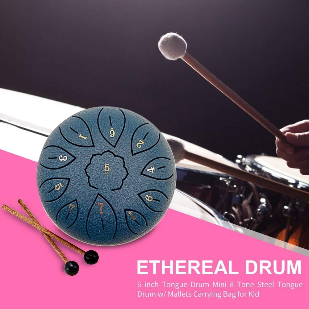 6 Inch Steel Tongue Drum 11 Notes Handpan, C Major Scale Steel Drum with Bag Mallets, Portable Meditation Instrument for Yoga Music Therapy Relaxation Gift