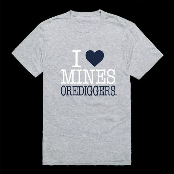 Colorado State University School of Mines Orediggers I Love T-Shirt, Heather Grey - 2XL