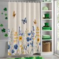 thumbnail image 4 of Shower Curtain, Colorful Lavender Daisy on Linen Waterproof Shower Curtain Set with Hooks for Bathroom Showers,Stalls and Bathtubs,72x72In Summer Flower Butterfly, 4 of 9