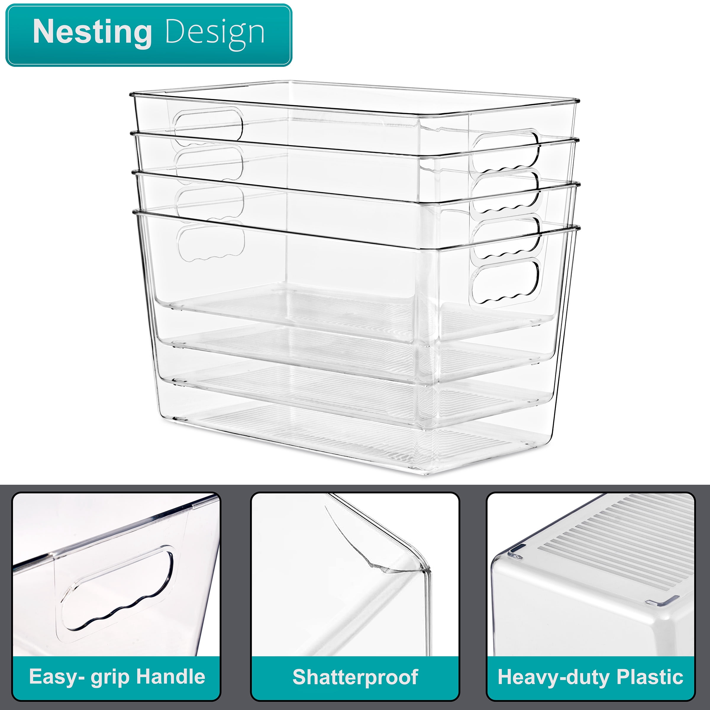 Sorbus Clear Storage Bins with Lids and Handles, X-Large BPA-Free Organizers, Set of 10