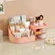 thumbnail image 1 of Caja de Almacenamiento de Cosméticos de Escritorio con Cajón | Organizador de Maquillaje de Plástico para Labiales, Pinceles y Artículos de Papelería | Diseño Apilable de 3 Niveles En Verde, Rosa y B, 1 of 6