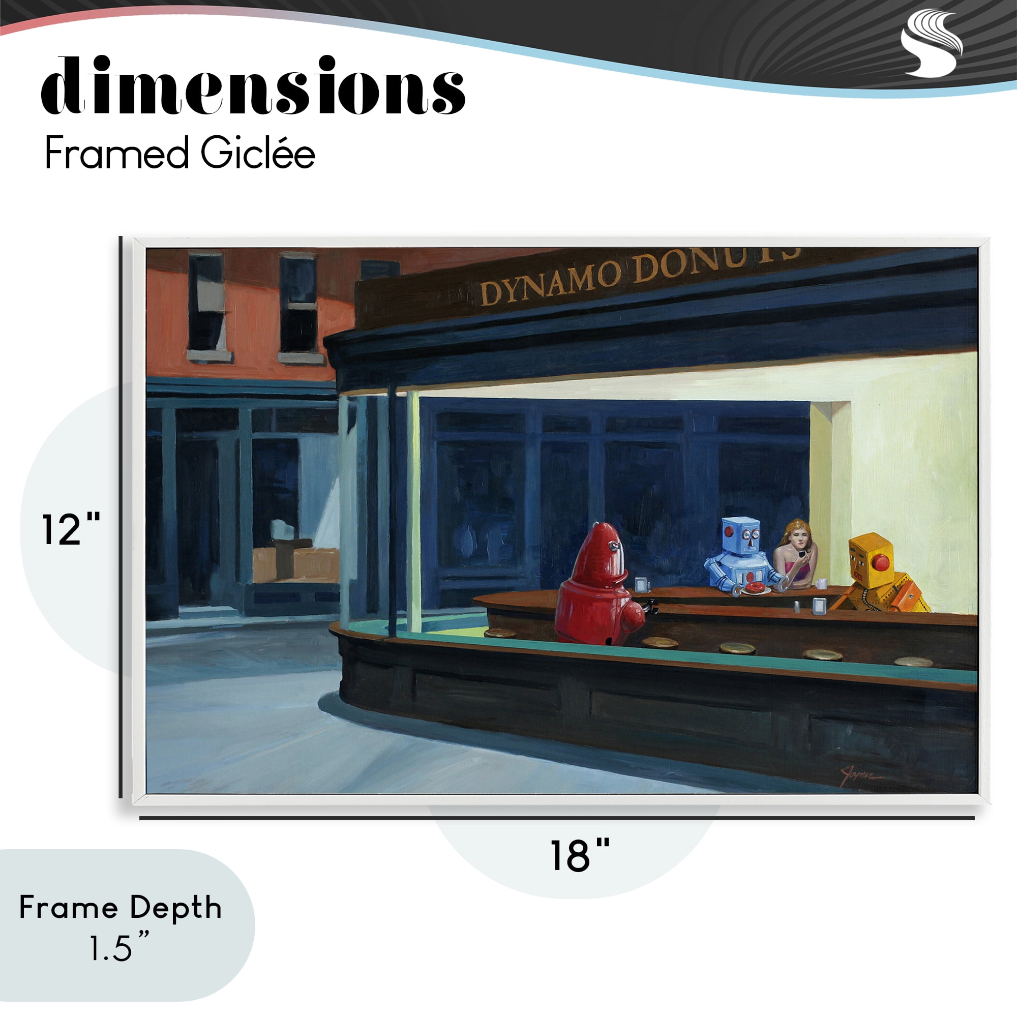 Stupell Industries Robots in Donut Shop White Framed Giclee Art, design by Eric Joyner