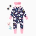 thumbnail image 6 of PatPat Baby Girl Pajamas Bamboo Viscose Footed & Footless 2-Way Zipper Footies Sleep N Play Pajamas with Headband Unicorn Gift for Baby Girls Infant 9-12 Months, 6 of 13