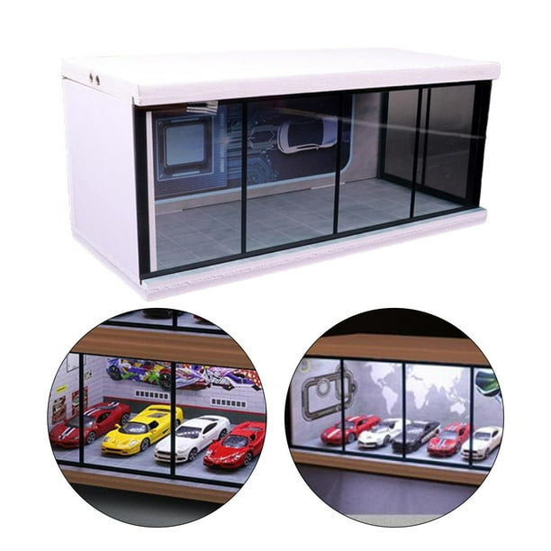 Caja de exposición de coches modelo a escala 1:64, caja de almacenamiento, escena de vehículo, escaparate de exhibición coleccionable para colección tecnología del coche
