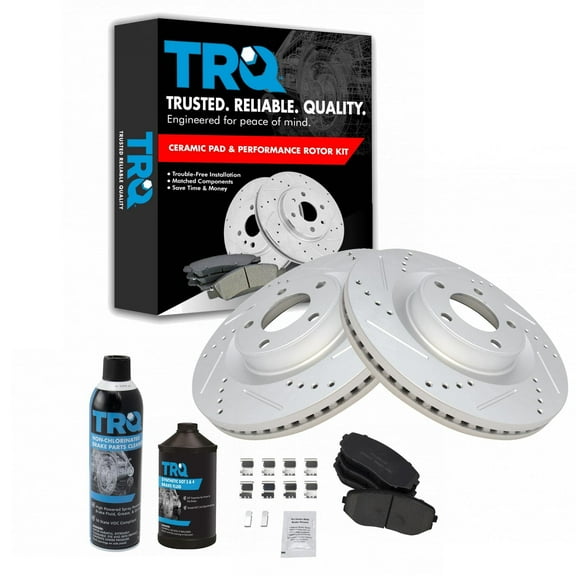 TRQ Brake Rotor & G-Coated & Ceramic Pad Kit w/Chemicals for Ford BKA17360 Fits select: 2007-2014 FORD EDGE, 2007-2015 LINCOLN MKX