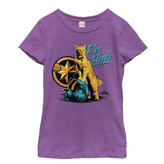 Girl's Marvel Captain Marvel Fly High Goose Graphic Tee Purple Berry X Small