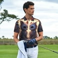 thumbnail image 3 of Rateoe Romantic Rose Animal Couple Pattern Men's Short Sleeve Polo Shirts, Golf Polo Shirts Short Sleeve Performance Moisture Wicking Dry-4X-Large, 3 of 6