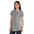 thumbnail image 3 of Inkmeso Womens Short Sleeve Button Tunic Top Cotton Tee Long Length Tshirt For Leggings, 3 of 8