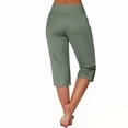 thumbnail image 4 of Womens Cargo Capris with Pockets New Women's Wide Leg Yoga Capris High Waist Loose Fitted Workout Pants with Pockets Casual Lounge Trousers Green S, 4 of 8