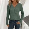 thumbnail image 2 of Akafmk Womens Fall Crewneck Sweater,Soft Lightweight Knit Tops,Fashion V-Neck Solid Color Knit Sweater Long Sleeve Pullover Sweater M, 2 of 4
