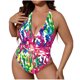 thumbnail image 2 of Trajes de baño de una pieza para mujer Traje de baño de bikini ajustado con estampado floral de talla grande a la moda para mujer Traje de baño para mujer, 2 of 7