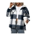 thumbnail image 3 of Women Oversized Plaid Button Down Shirt Shacket Jacket Long Sleeve Casual Fall Outwear with Pockets, 3 of 6