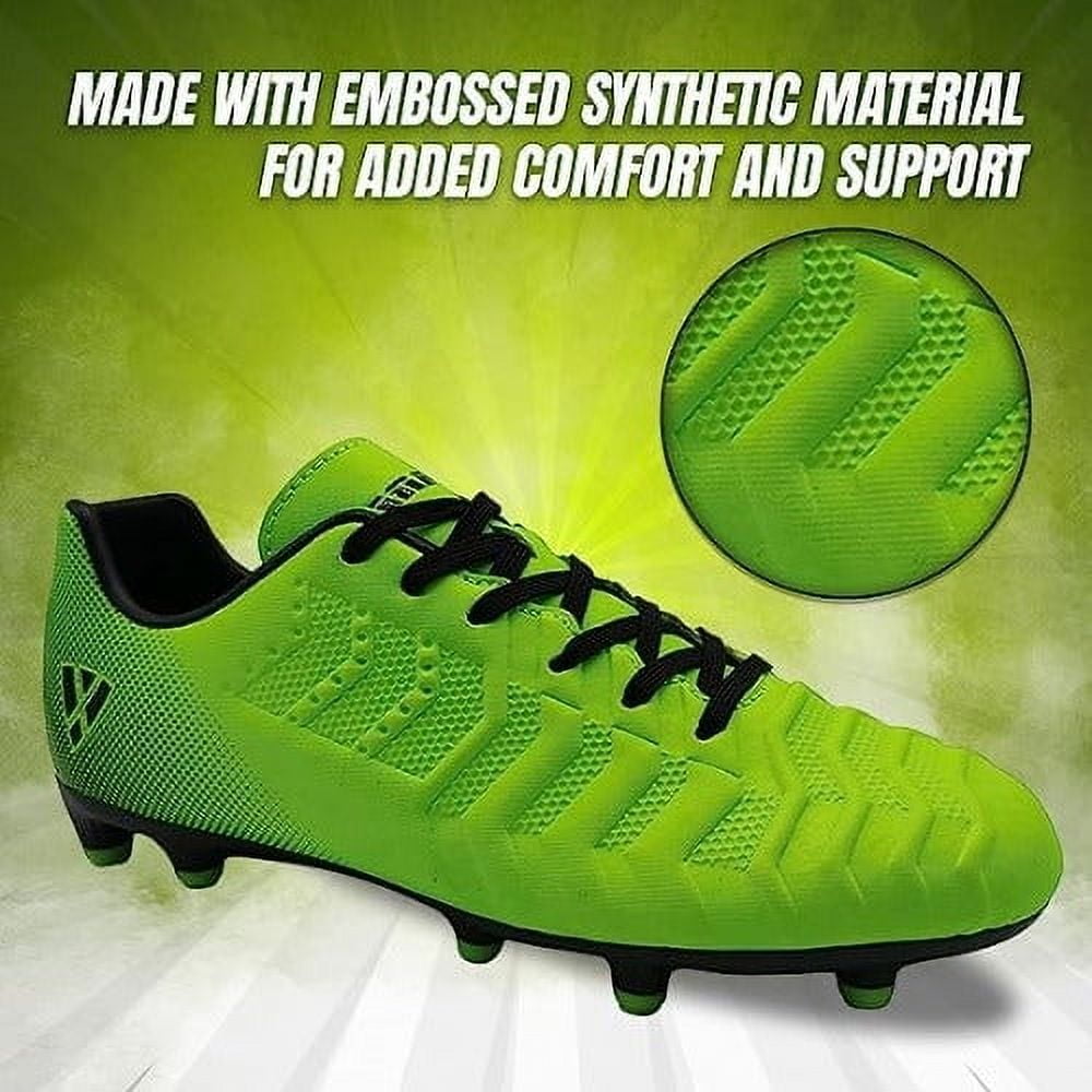 Vizari Kids Laguna Junior Firm Ground Outdoor Soccer Cleats/Shoes | for Boys and Girls - Lime Green / Black