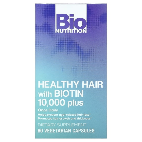 Bio Nutrition Healthy Hair with Biotin 10,000 Plus, 60 Vegetarian Capsules