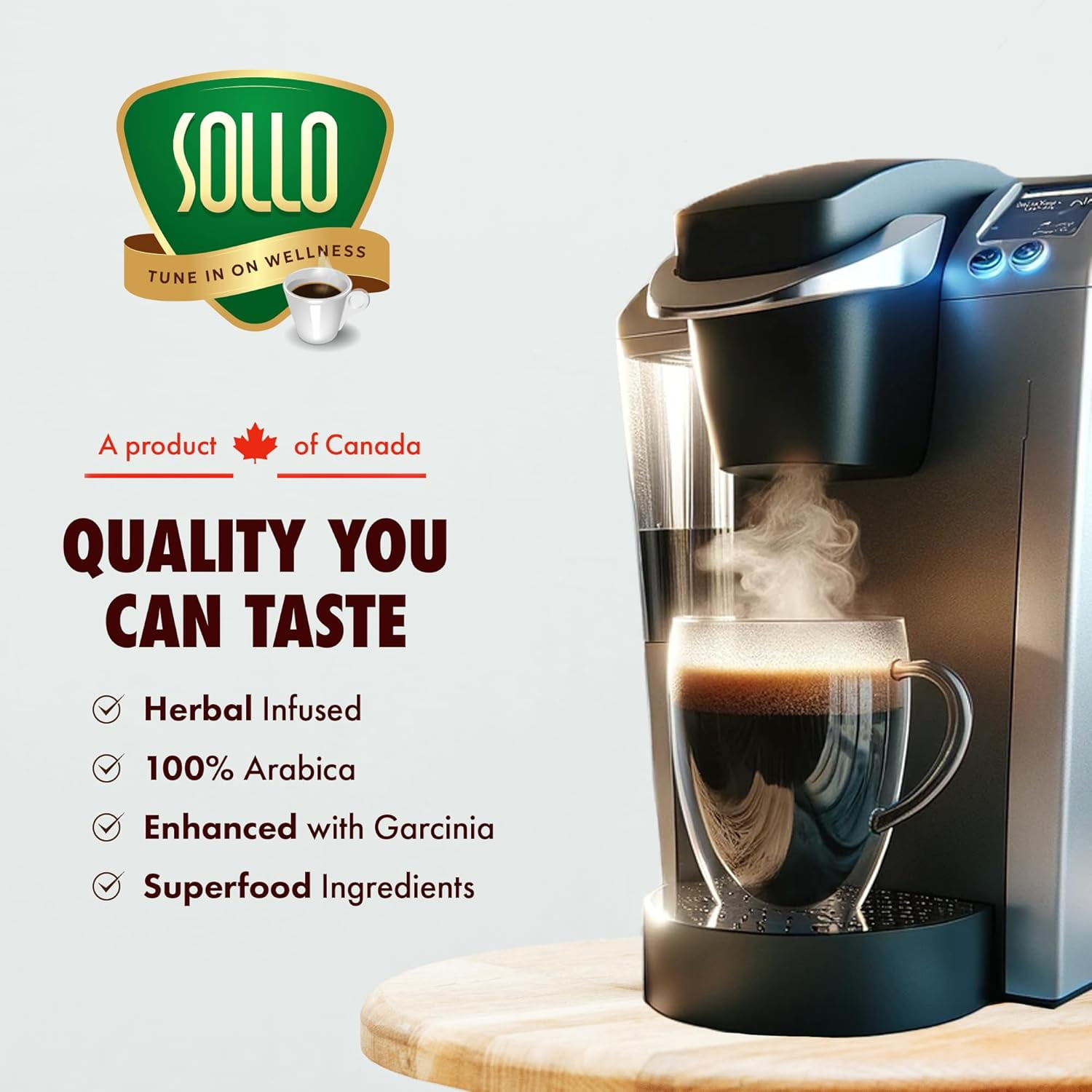 Sollo Organic Slim Medium Roast Coffee Pods, 24 Count
