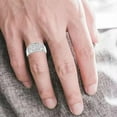 thumbnail image 3 of Divine_creation 2.35 Ct Round Cut White Diamond Wedding Engagement Thanksgiving Christmas Pinky Band Ring 14K White Gold Plated 925 Sterling Silver For Men's -10, 3 of 3