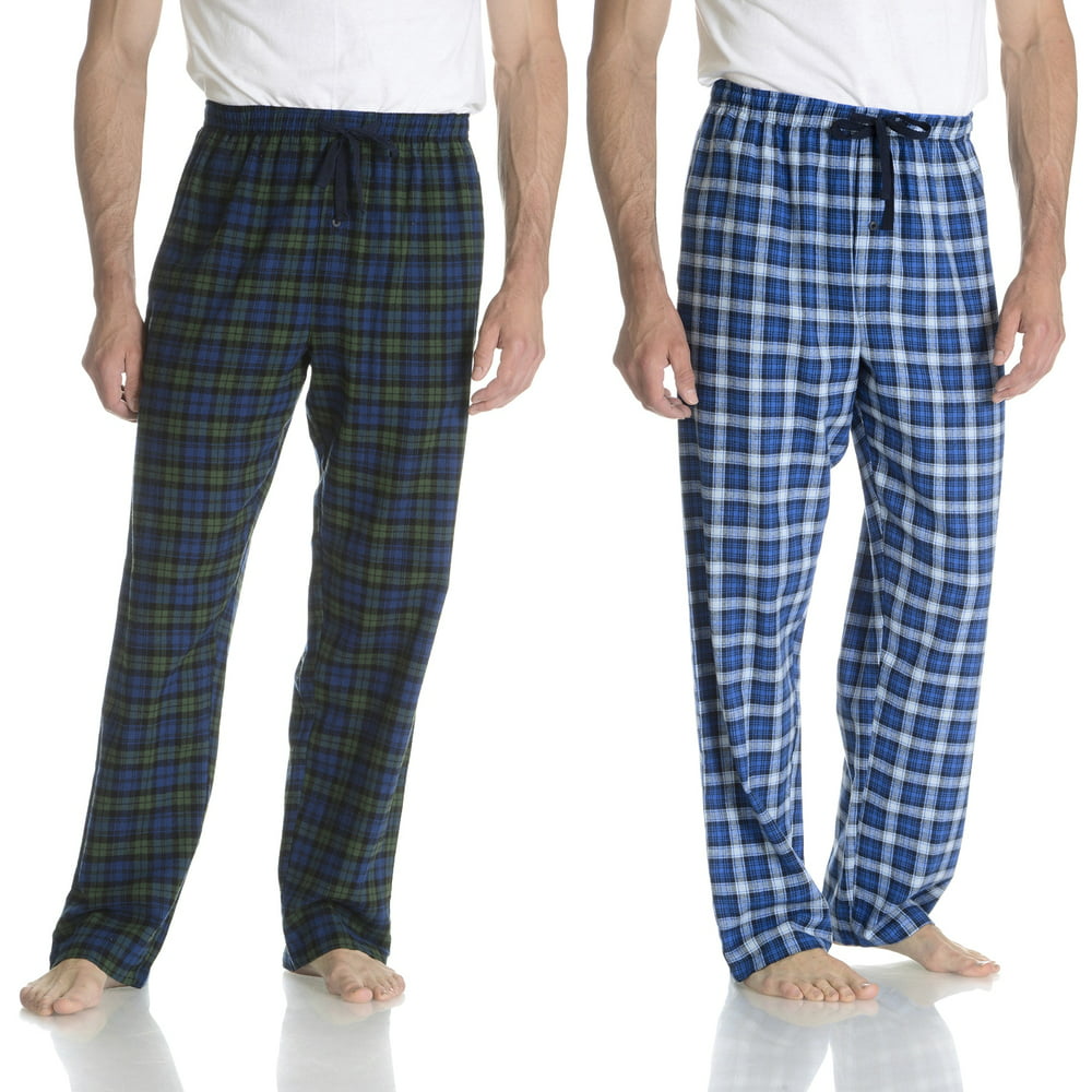 Hanes - Hanes Men's Blue Plaid Flannel Lounge Pant 2-pack - Walmart.com ...