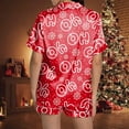 thumbnail image 4 of Pajamas for Women Set – 2 Piece Sets That Balance Style with Everyday Comfort Women's Casual Christmas Print Pajama Set Silk Satin Short Sleeve Button Up Top And Shorts Set, 4 of 7