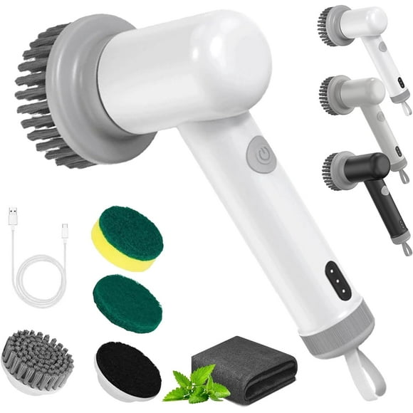 SURJDE Sinoshi Spin Power Scrubber, 2024 New Electric Spin Scrubber, Cordless Power Spin Scrubber Rechargeable, Handheld Power Scrubber Spin Brush, Multifunctional Cleaning Brush,Tile,Sink,B