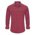 thumbnail image 1 of Birdeem Men Fashion Casual Solid Button Turndown Collar Long Sleeve with Blouses & Shirts, 1 of 1
