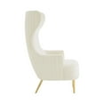 thumbnail image 3 of Pemberly Row Velvet Channel Tufted Wingback Chair in Cream Finish, 3 of 7