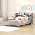 thumbnail image 2 of Euroco Wood Full Size Platform Bed with LED Light and Storage Headboard, Antique Grey, 2 of 13