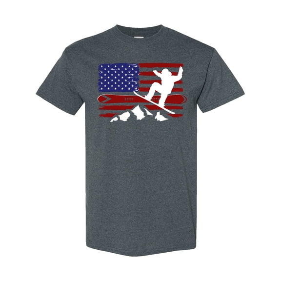 Inktastic Snowboarding US Flag T-Shirt