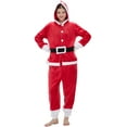 thumbnail image 2 of SWEETXIN Adult Halloween One-Piece Pajamas Santa Claus Cosplay Costume Suit for Women and Men SizeXL, 2 of 7
