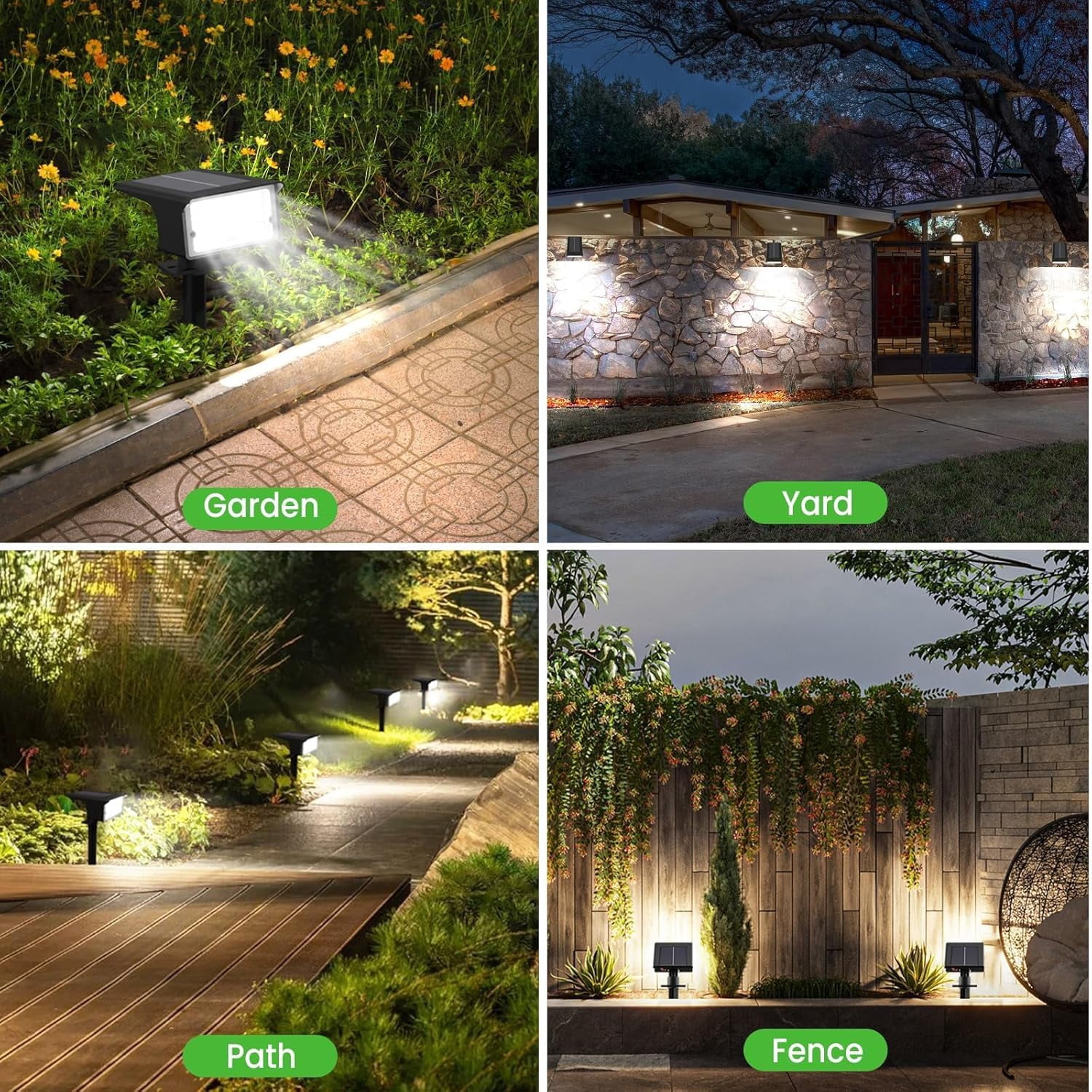 FTX 4-Pack Solar Landscape Lights, Outdoor Spotlights